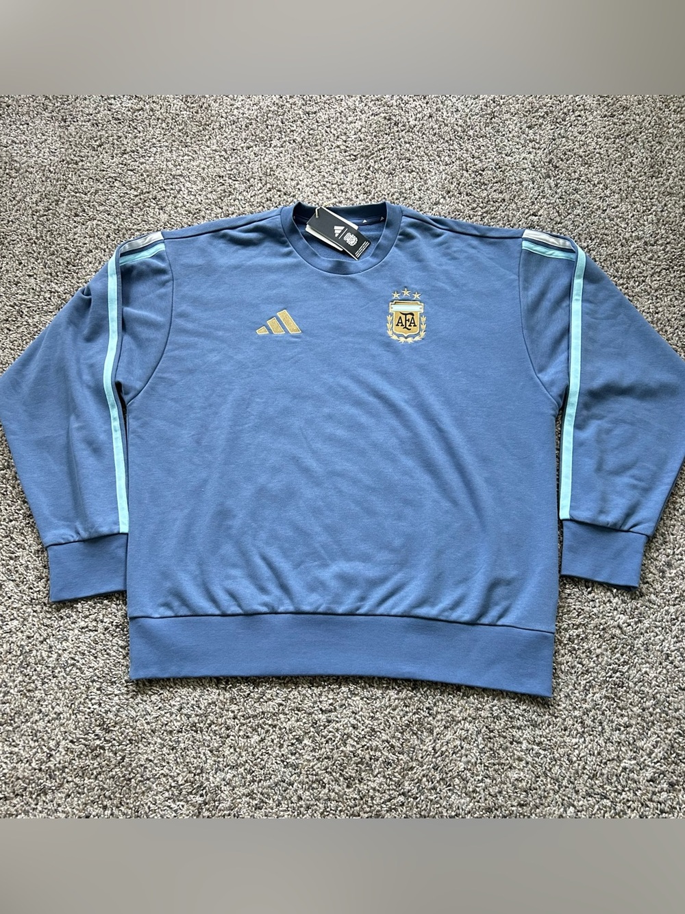 Adidas Mens Argentina DNA Crew Sweater Blue Size XL JZ6292